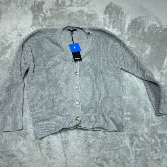 Hudson Cotton Buttondown Cardigan Large Gray Lightweight Stylish NWT 6520 - Picture 1 of 8